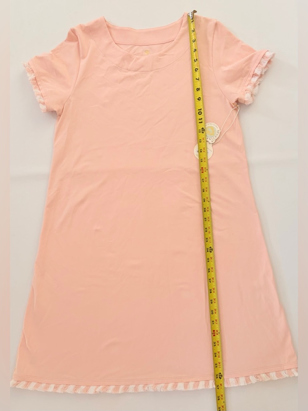 Spartina 449 Dress Island Fringe Dress Women’s Short Sleeve Pale Blush Large - Picture 10 of 15